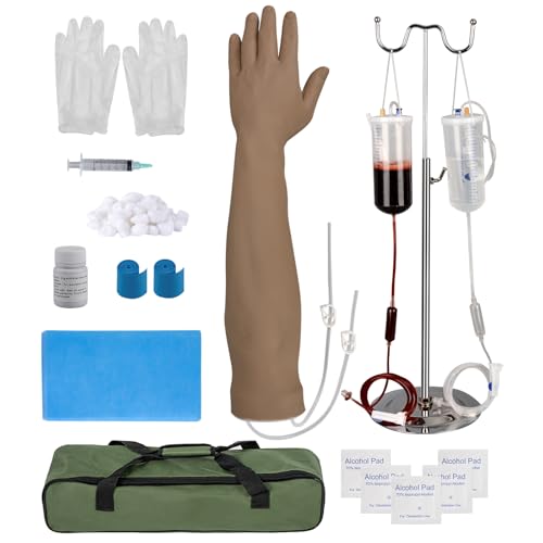 Ultrassist Phlebotomy Practice Arm Kit Dark Skin, IV Arm for Nursing Practice with Carrying Bag, Fake Arm with Fake Blood for Phlebotomy