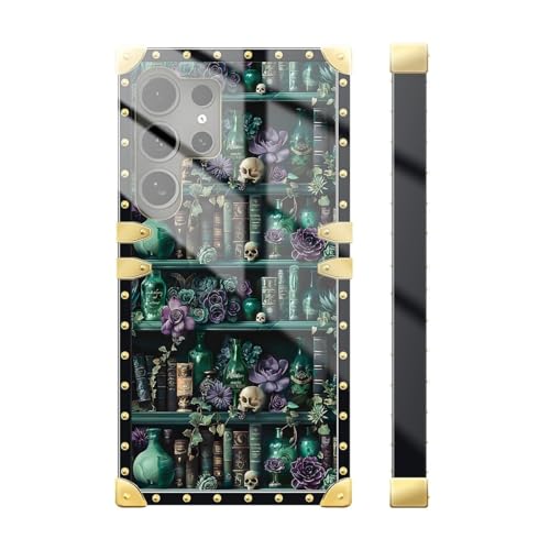 DAIZAG Compatible with Samsung Galaxy S25 Ultra Case,Skull Flowers and Books Golden Decoration Soft TPU Anti-Scratch Shockproof for Girl Protective Case for Samsung Galaxy S25 Ultra
