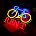 KODGGHK Bicycle Rental Neon Sign for Wall Decor, Dimmable Bike Rental Shop Store Office illuminated Display LED Light, Red and Yellow Neon Lights for Bicycle Shop (Red)