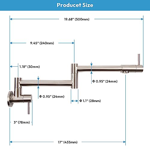 Besdor Pot Filler Faucet Stainless Steel Brushed Nickel Pot Filler Faucet Wall Mount With Double Joint Swing Arms thumb #5