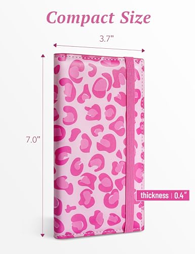 Image of Yarnic Checkbook for Personal Checkbook Holder (Pink Leopard) | Check Book Covers with Pen Holder & Built-in Clear Plastic Divider for Duplicate Checks