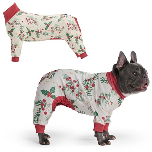 Image of Spark Paws Dog Christmas Pajama, Dog Recovery Suit Male, Onesie, Ultra-Soft and 4-Way Stretch, for Small Medium and Large Breeds - Mistletoe - XL