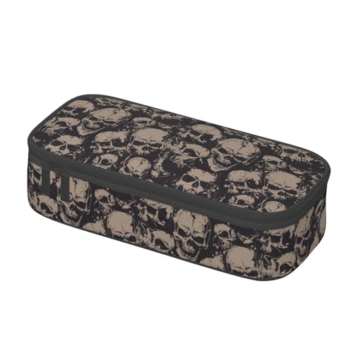 Image of Scary Skull Horror Vintage Pencil Case Organizer Big Capacity Pencil Pouch Stationery With Zipper School Supplies Pencil Bag For Girls Boys Office