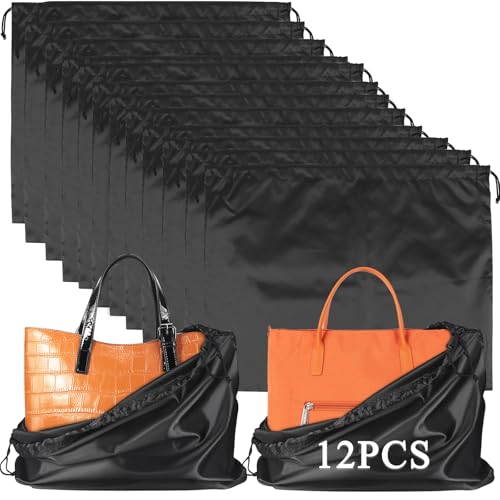 Custodia in Tessuto per Custodia con Coulisse Borsa Portaoggetti Borsa 50 * 40 cm per Valigia Portatile Gadget Aereo da Viaggio Set di 12 (Nero)
