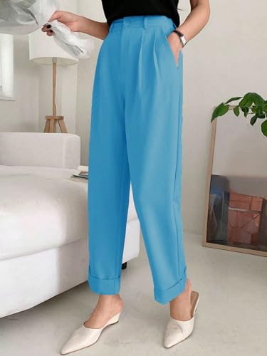 Image of KOTTY Women's Cotton Blend Cross Pocket Solid Trousers