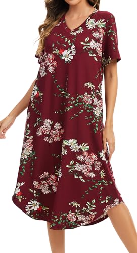 Image of Kabento Womens Short Sleeve Long Nightgowns Sleepwear