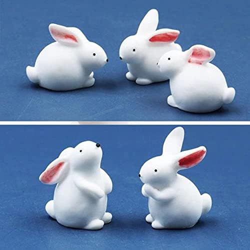 20 Pcs Rabbit Miniature Resin Figurines Bunny Figurines Ornaments Mini Dollhouse Landscape Ornaments for Home Office Kids Room