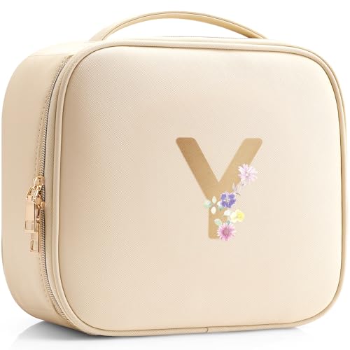 Vlando Travel Makeup Bag, Makeup Bag Organizer,Gift Ideas for Women Girls,Makeup Storgae Bag with Dividers and Handle,Gifts for Christmas,Birthday,Wed