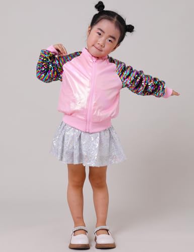 Girls Flip Sequin Jackets Kids Rainbow Sparkle Outwear Toddler Boys Glitter Sleeve Shiny Metallic Coat Birthday3