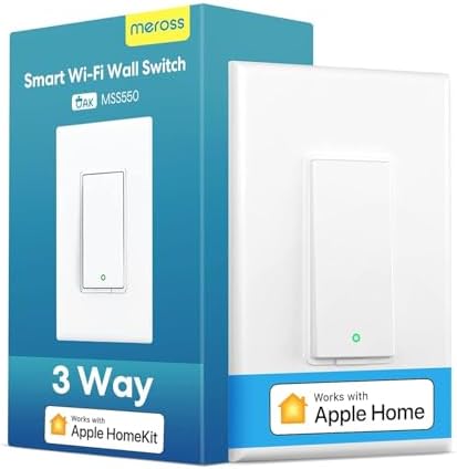 meross 3-Way Smart Single Pole Light Switch, Neutral Wire Required, Remote and Voice Control, Compatible with Apple HomeKit, Alexa, Google Home and SmartThings, 2.4GHz Wi-Fi Required