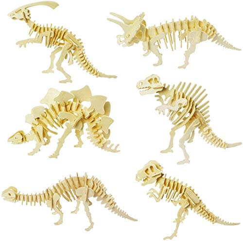 Colorsheng 3D Wooden Puzzle Simulation Animal Dinosaur Assembly Diy Model Toy,Set Of 6,For Kids And Adults #TOP11