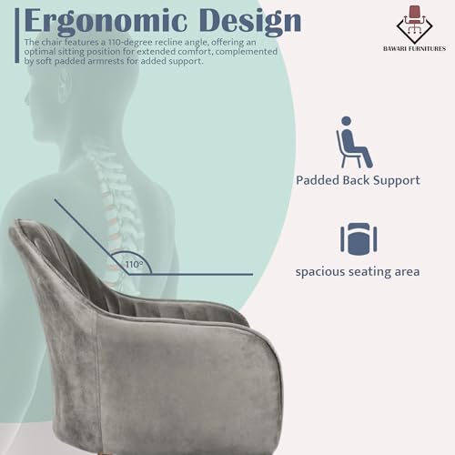 Image of Plush Dining Chair | Accent Chair for Living Room Bedroom Restuarant | Velvet Fabric & Thick Cushion Seat with Sturdy Glossy Metal Legs (Bronze Legs, Grey)