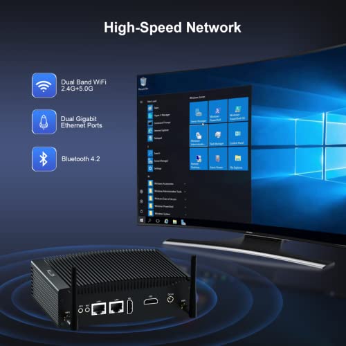 Histton Mini Computer Windows 10 Pro, Fanless Mini Pc, Dual Core I5-7300U, Ddr4 8Gb Ram 256Gb Ssd, 2 Lan, Wifi, Bt4.2, Industrial Mini Pc 2 Rs232 Com, Dual Hd, Usb3.0, Mini Desktop Pc Support Linux #TOP5