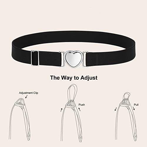 Xzqtive 2 Pack Kids Elastic Stretch Belts Girls Belts Adjustable Toddler Belt Heart Buckle For Girls Boys #TOP7