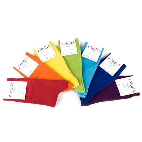 ZAKIRA Finest Combed Cotton Dress Socks in Plain Colours for Men, Women, Rainbow 7-PACK2