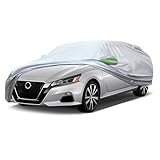 QUYDDC Full Car Cover Universal 6 Layers Outdoor Thicked All Weather Cover, Sunshield, Waterproof, Snow Proof, UV Proof, Scratch Proof, Bird Droppings, 6 Reflective Strips, Fits Sedans up 188'-198'