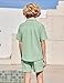 Arshiner Boys Green Outfit Short Sleeve Textured Button Down Shirt and Shorts Set Summer Beach Wear with Pocket 9-10 Years