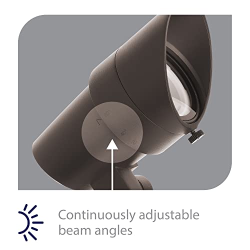 Wac Landscape Lighting, Led 12V Medium Size Accent Light With Adjustable Beam Angle And Integral Brightness Control 50-1300 Lumens 2700K Warm Built-In Led In Solid Brass Coated With Bronze #TOP3