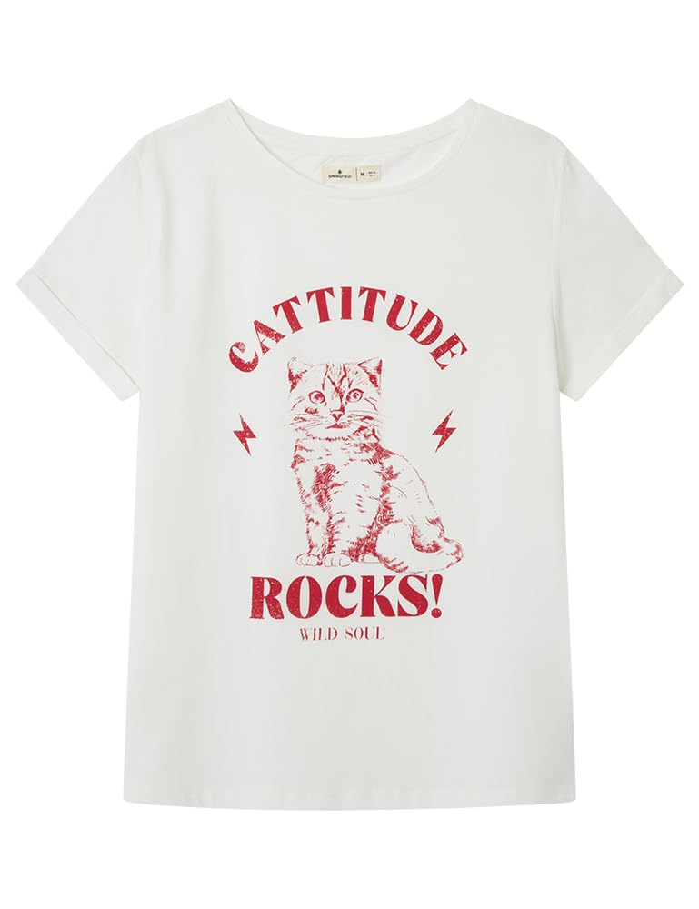 SPRINGFIELD Women's 1388349 Graphic T-Shirt, White Standard, M