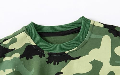Toddler Boy Long Sleeve Crewneck Sweatshirt Dinosaur Print Spring4