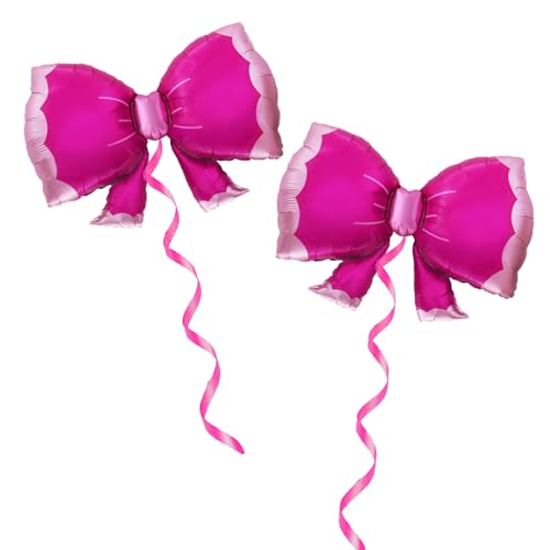 Image of 36 Inches Bow Foil Balloon Huge Bowtie Pink Balloon for Baby Shower, Wedding, Kids Theme Party Decoration (Hot pink)