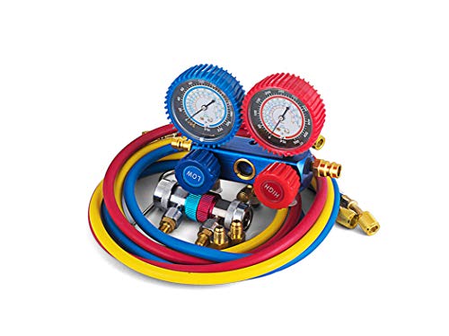 SHZOND Vacuum Pump 3.5CFM 1/4HP Single Stage Air Vacuum Pump HVAC with R134A R410A Kit AC A/C Manifold Gauge Set