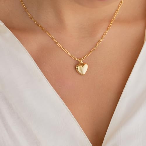 Baylay Gold Heart Necklace For Women - Dainty Gold Necklace 18K Gold Plated Heart Necklace Simple Heart Pendant Paperclip Chain Necklace Gold Necklace For Women Gold Jewelry Gifts thumb #4