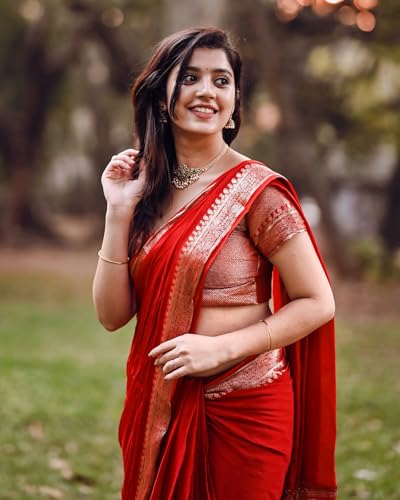 Image of C J Enterprise Women's Banarasi Saree Pure Kanjivaram Style Silk Saree With Blouse Piece for Wedding (Shiv-1)