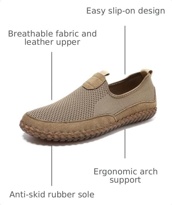 Image of Men's Genuine Leather Loafer Shoes Slip On Soft Walking Shoes Perforated Driving Shoes