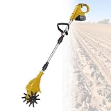 Cultivador InaláMbrico, Cultivador EléCtrico De JardíN De 270 Rpm Para Arar, Desherbar, Remover Tierra, Plantar En Bancales Altos, Eliminar Maleza Y Cultivar,Yellow-DualBlades-1battery