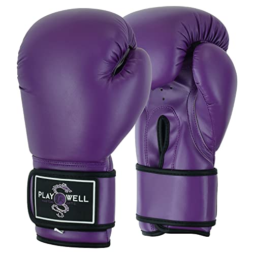 Gants de boxe pour débutants violet uni avec mousse absorbante et maintien du poignet