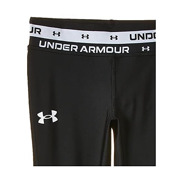 Under Armour Girls' HeatGear Armour Leggings , Black (001)/White , Youth Small
