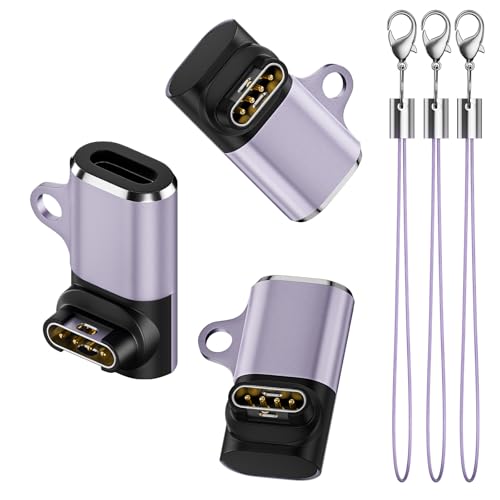 USB C Adapter Compatible with Garmin Watch 3Pack,Type C Cable Adapter Charging Cable Cord for Garmin Fenix 8 7 7S 6, Vivoactive 6 5 4S, Forerunner 55/165/970/570/945/265(Purple)