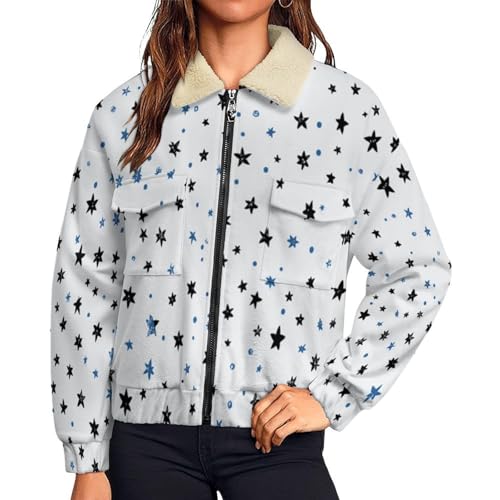 Chaqueta de peluche mujer gruesa para evitar el frío con cremallera e impresos