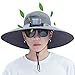 KUMADAI Gorra con Ventilador Solar Gorro Pescador de Refrigeración Verano Gorras Protección UV Sombrero para el Sol Hombre de ala Ancha Ventilador Gorra Solar para Pesca Trekking,Grey2
