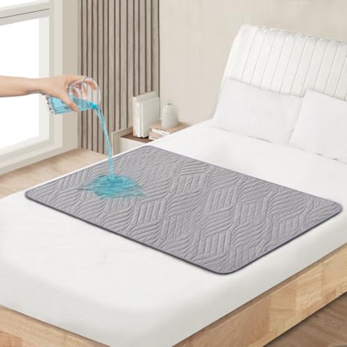 DUJUIKE Funda de colchón Impermeable, Almohadilla de incontinencia Lavable, Adecuada para el Cuidado de Adultos/bebés, pañal para Mascotas (Gris Claro, 90×150cm)