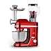 Klarstein Robot de Cocina, Batidora Amasadora Picadora 5 Funciones: Amasar, Mezclar, Picar, Batir y Licuadora con Vaso l Amasadora Repostería 1300W, Capacidad 5 l. l Robot Amasador, 6 Potencias, Rojo