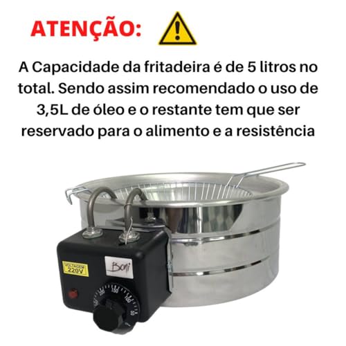 Fritadeira Elétrica Industrial Tacho 3,5L + Escumadeira Inox 13cm - Boni (110)
