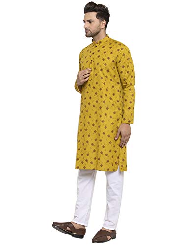 Image of KRAFT INDIA Men's Cotton Printed Stylish Ethnic Wear Kurta Pyjama