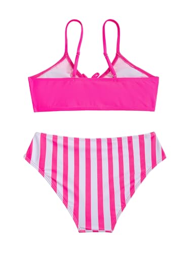 Image of COZYEASE Girls' 2 Piece Ditsy Floral Print Knot Front Ruched Triangle Bikini Swimsuit