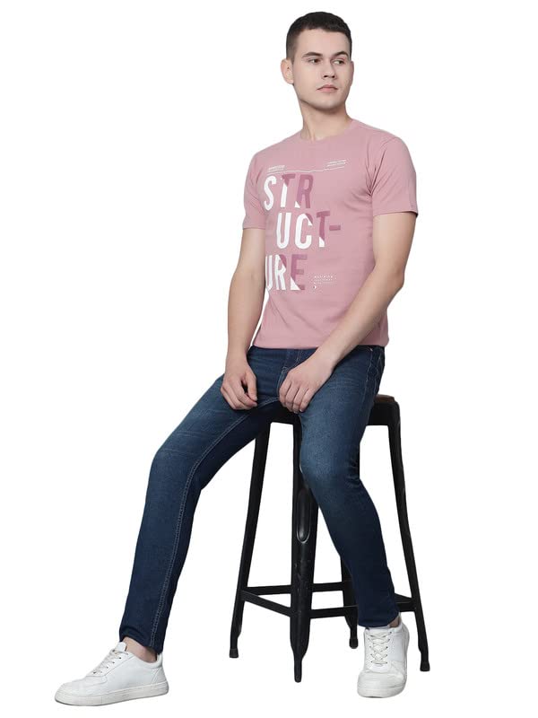 Image of Cantabil T-Shirt for Men l Breathable & Soft with Color Fastness Regular Fit Round Neck Cotton Blend Fabric Solid Pattern