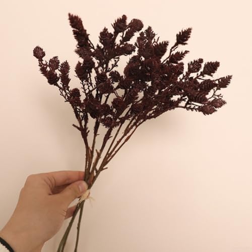 Image of Elegant Retro Artificial Pine Cones for Home & Garden Decor — Plastic Floral Decoration, Natural Aesthetic, Low-Maintenance Seasonal Ornament(Deep Red)