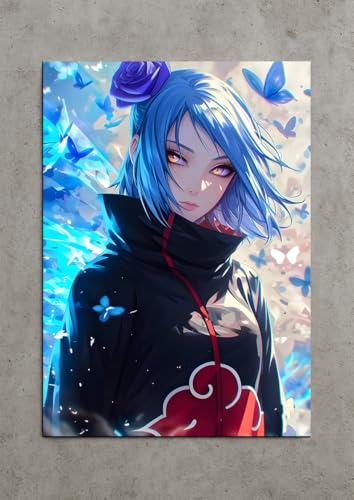 Image of NIJUKA Anime Printed Metal sheet Poster For Home And Room Decoration | For Anime Art Fans Boys And Girls (Akatsuki member paper power)