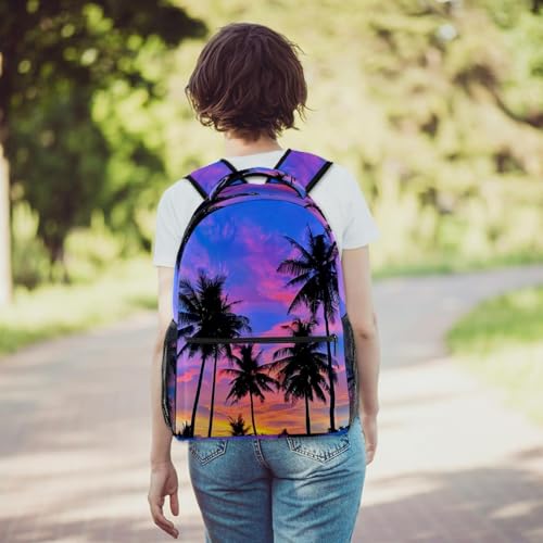 Sac à dos motif palmier avec bretelles confortables pour voyage et école - 6
