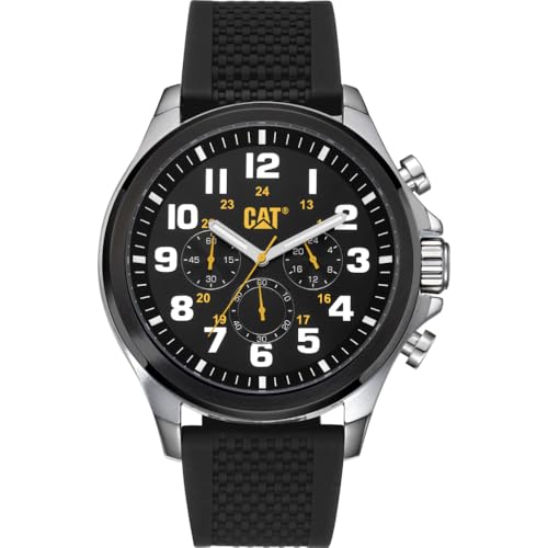 El Mejor Listado de Caterpillar Relojes disponible en línea para comprar. 39 CAT Reloj para Hombre, Analógico, Brazalete de Acero Negro, Movimiento de Cuarzo, Resistente al Agua 100M, Clásico, Caja Redonda, Vidrio Mineral
