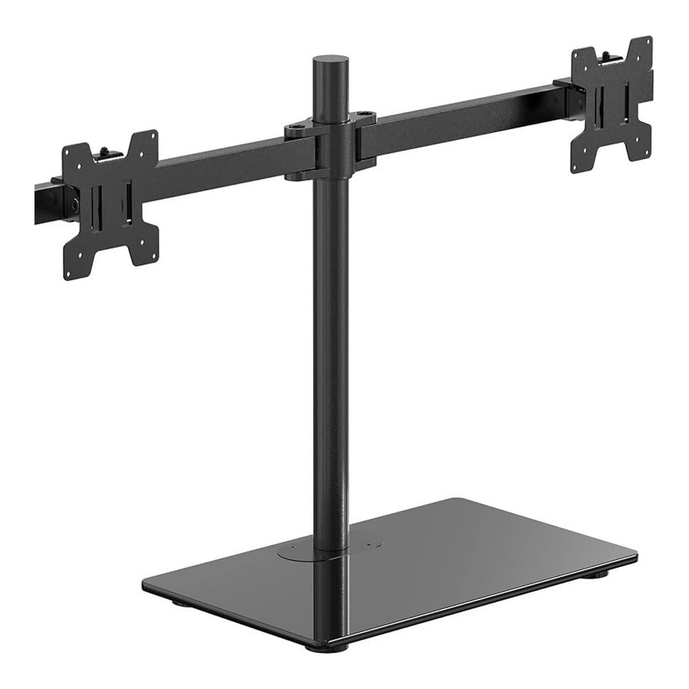 SaryEdge Monitor Stand Freestanding dual-arm height adjustable monitor stand with glass base 27 inch Monitor Stand,