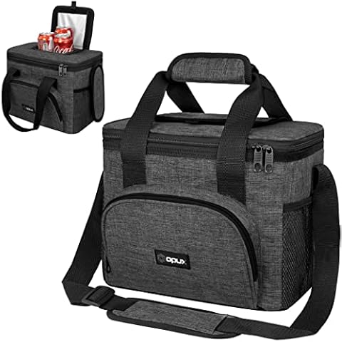 OPUX Soft Cooler Bag, Insulated Collapsible Lunch Cooler Bag for Men Work Camping Beach Travel, Portable Soft Sided Leakproof Waterproof Large Lunch Bag Box with Shoulder Strap 18 Cans, Charcoal Gray Cover