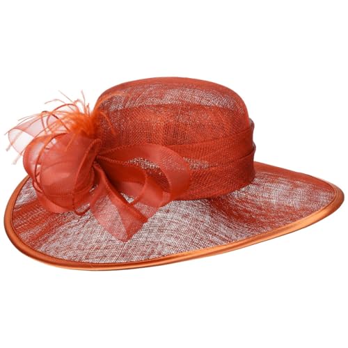 Lierys CHAPEAUSHOP Arborley Chapeau de Ceremonie a Large Bord en Paille Abaca avec Ruban noue et Plumes Fabrique en Italie Femme Printemps Ete