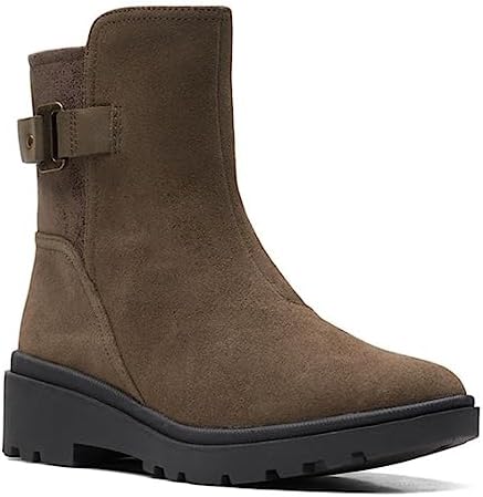 Clarks Women's Calla Mid Calf Boot, Dark Olive Suede, 10 Wide | Image 3