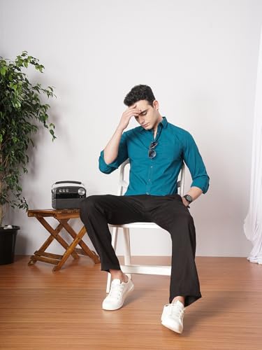 Image of The Indian Garage Co Men Slim Fit Solid Full Sleeves Cutaway Collar Casual Shirt